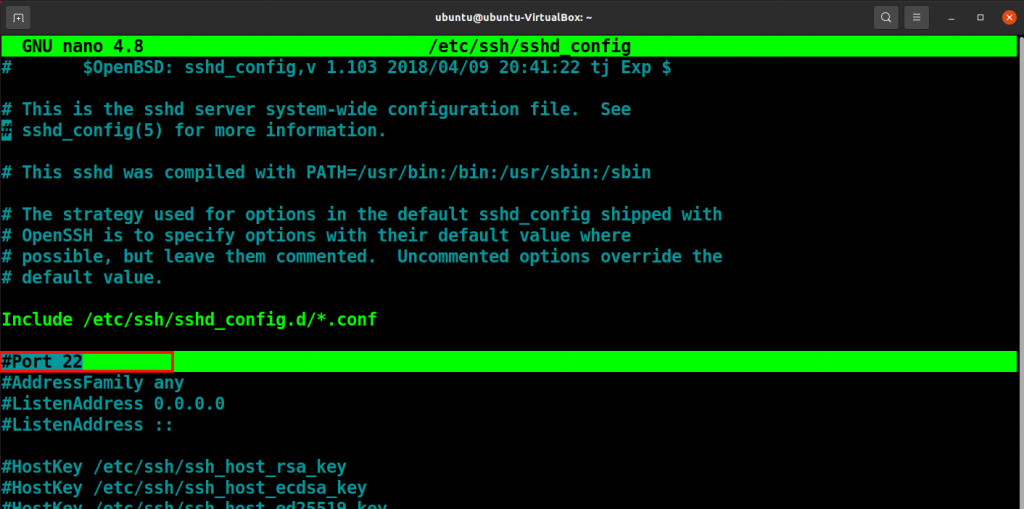 Configure SSH port