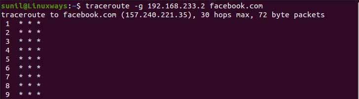 Set gateway for traceroute command