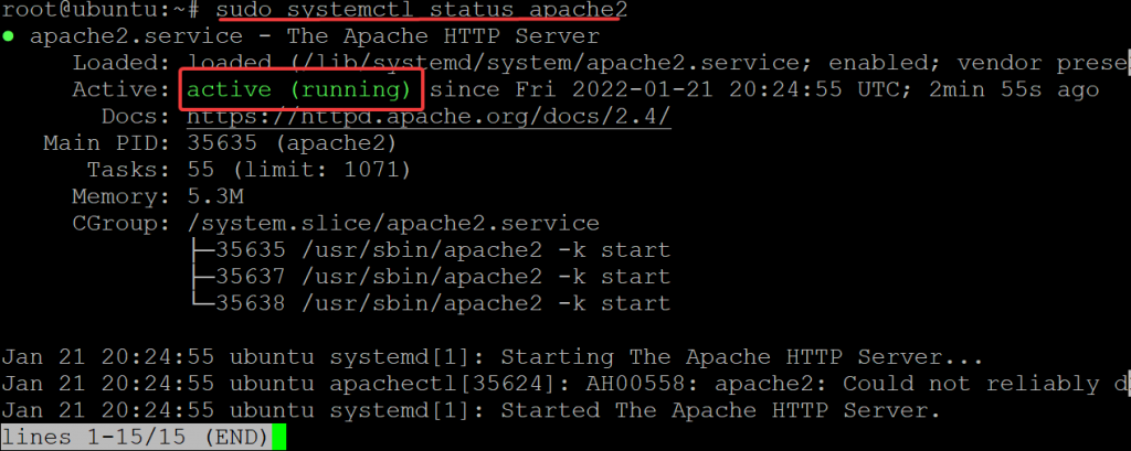 Check Apache service
