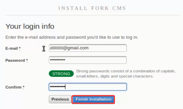 log into fork cms