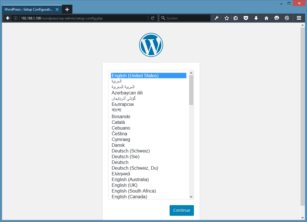 Select the language in WordPress