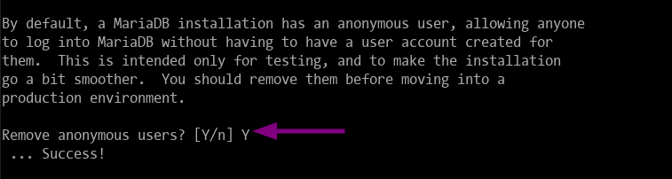 Remove anonymous user MariaDB Server