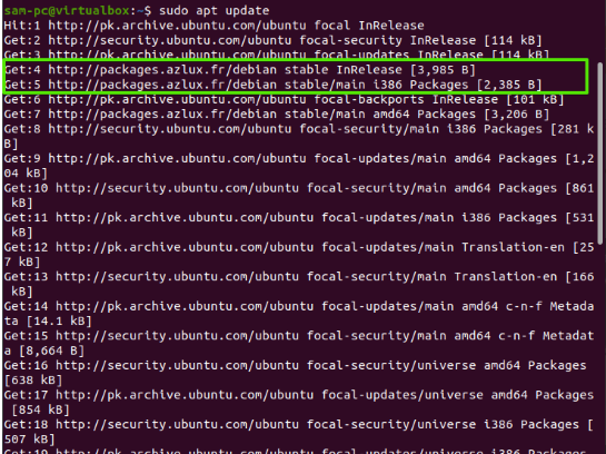 Update apt packages list of Ubuntu 20.04 system
