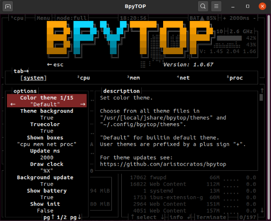 Change interface theme in BpyTOP tool