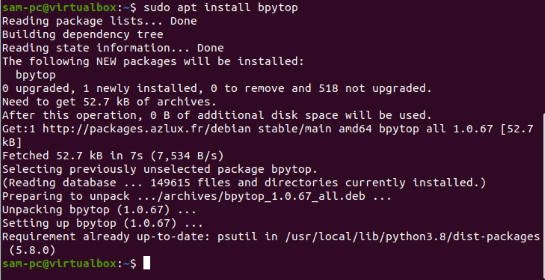 Install BpyTOP tool using apt package manager