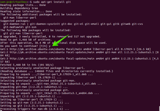 Install git using apt command