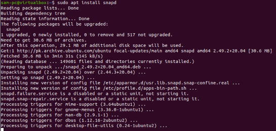 Install snapd on Ubuntu 20.04