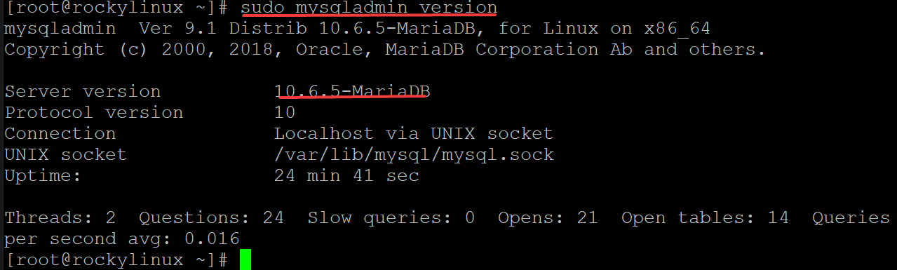 Check mariaDB version