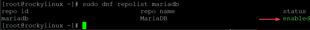 MariaDB repository has been enabled