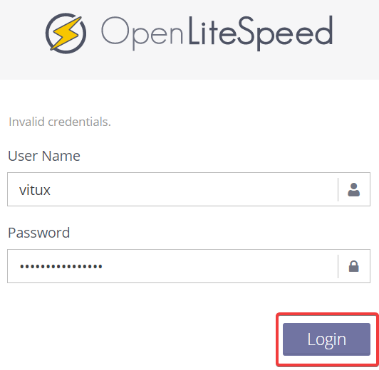 Login to OpenLiteSpeed GUI