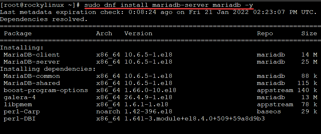 Install MariaDB server