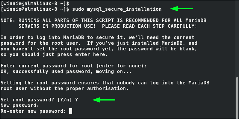 Secure MariaDB installation