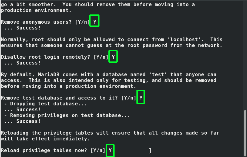 Secure MariaDB configuration