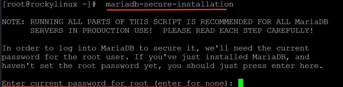Secure MariaDB installation